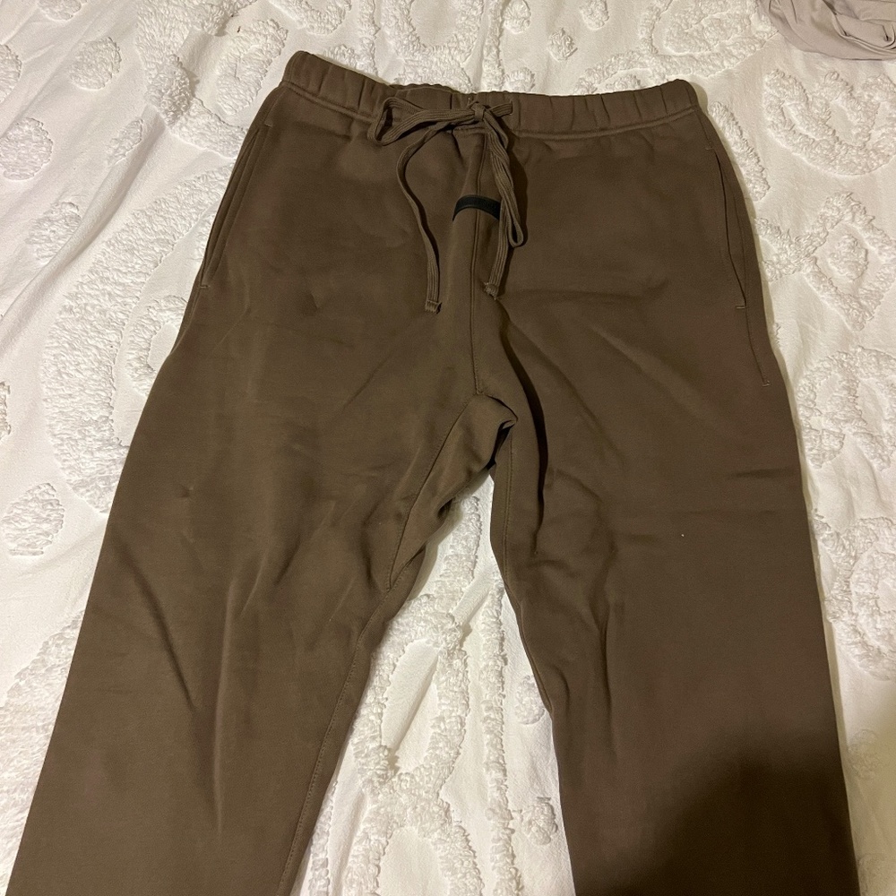 ESSENTIALS Brown Cotton Lounge Pants